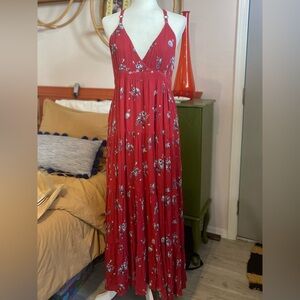 HOLDING HORSES by Anthropologie Red Floral Maxi Dress